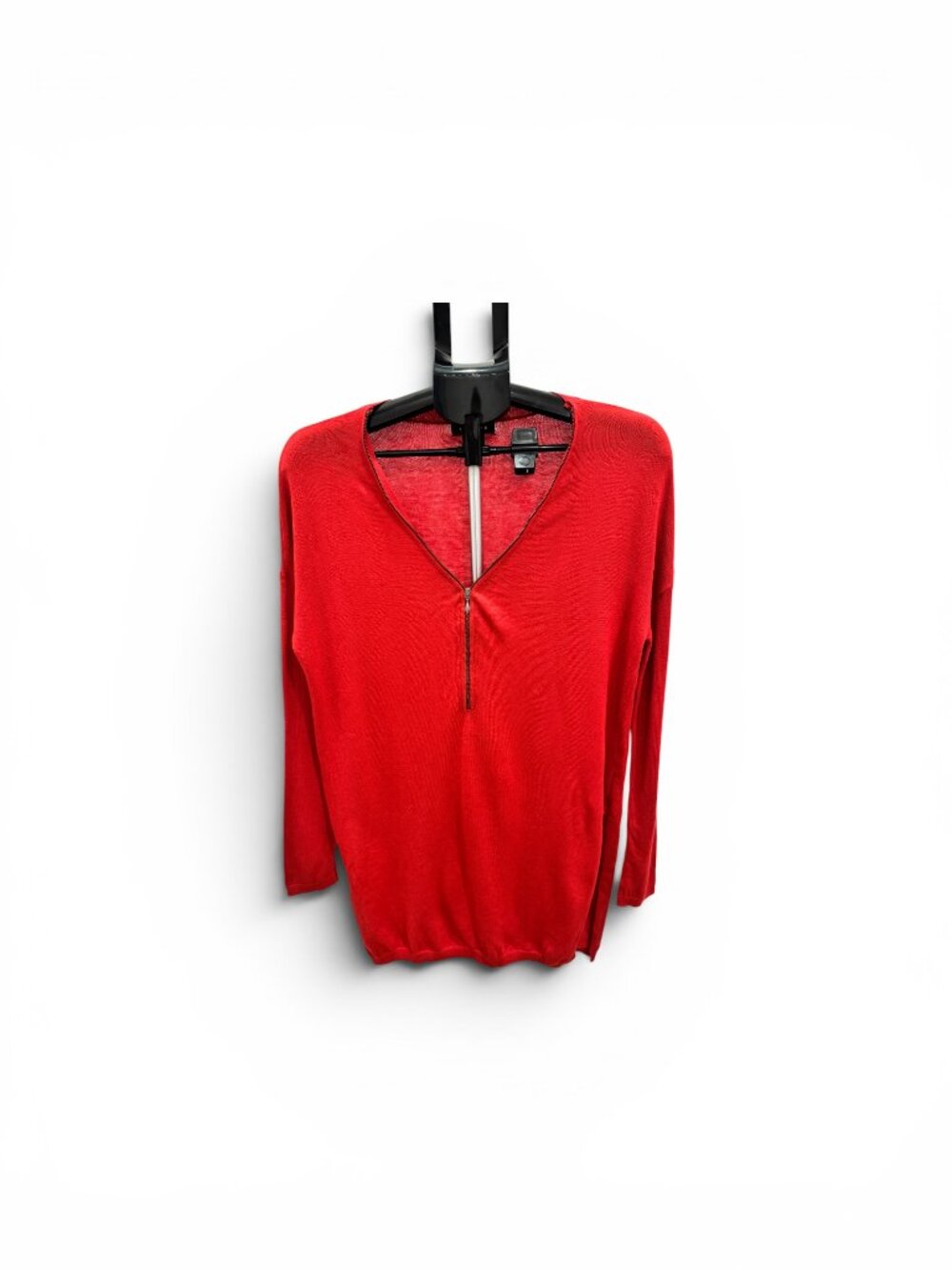 TROUVÉ Red Cashmere Blend Zip V-Neck Tunic Sweater XL EUC - Picture 10 of 10